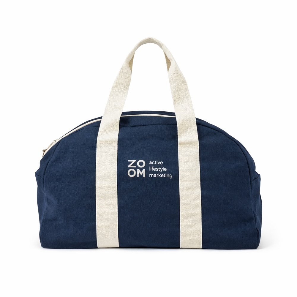Zoom blue Duffel Bag with White Straps